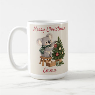 Personalized Merry Christmas Koala for Kids Coffee Mug