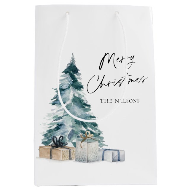Personalized Merry Christmas Medium Gift Bag (Front)