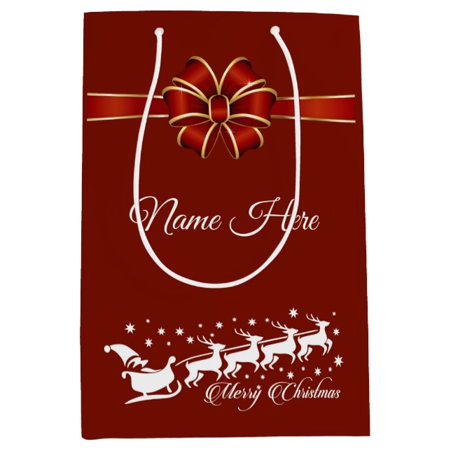 Personalized Merry Christmas Medium Gift Bag (Front)