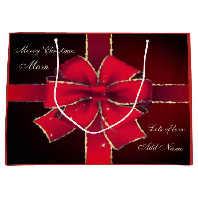 Personalized Merry Christmas Mom gift design Large Gift Bag (Front)