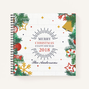 Personalized Merry Christmas & New Year Guestbook Notebook