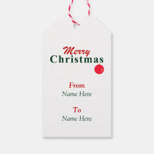 Personalized Merry Christmas, Ornament Red Green Gift Tags