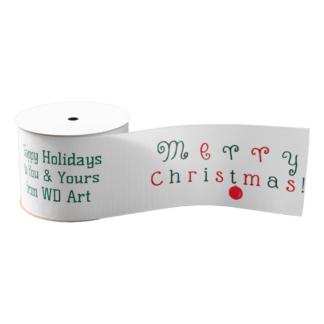 Personalized Merry Christmas, Ornament Red Green Grosgrain Ribbon (Spool)