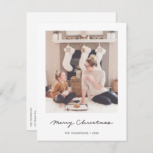 Personalized Merry Christmas Photo Postcard (Front/Back)