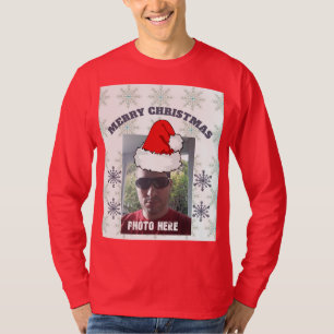 Personalized Merry Christmas Photo Replace Snowy T-Shirt