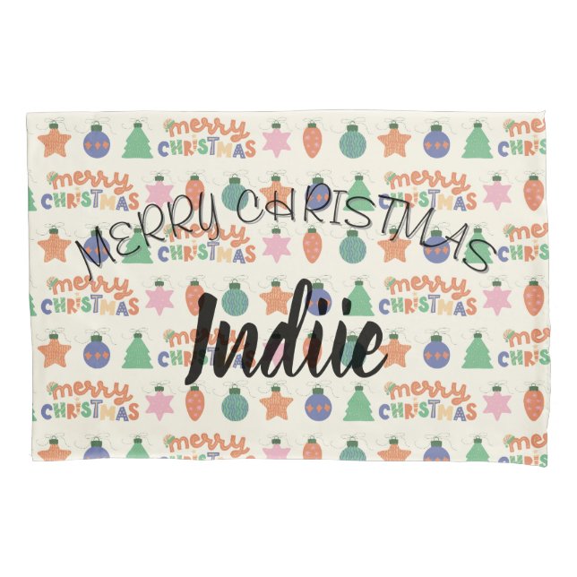 Personalized Merry Christmas Pillowcase (Front)