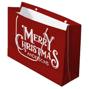 Personalized Merry Christmas Red Large Gift Bag