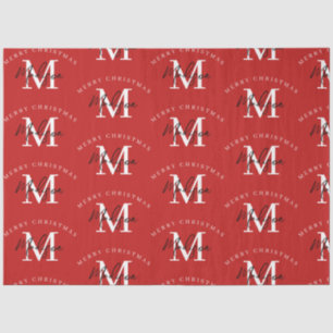 Personalized Merry Christmas Red Monogram Tissue Paper