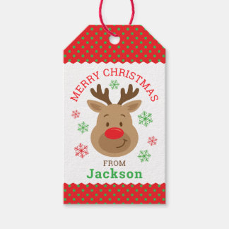 Personalized Merry Christmas Reindeer Gift Tag