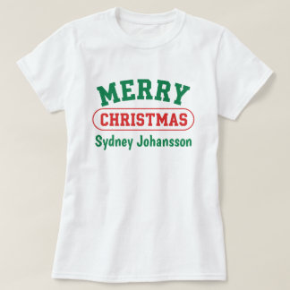 Personalized Merry Christmas Retro Custom Name T-Shirt