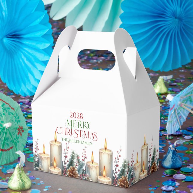 Personalized Merry Christmas Retro Typography Favor Box (Party)