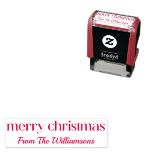 Personalized Merry Christmas Retro Typography Name Self-inking Stamp
