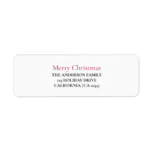 Personalized Merry Christmas Return Address Label