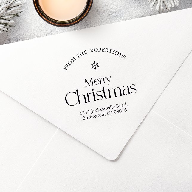 Personalized Merry Christmas Return Address Stamp (Creator Uploaded)
