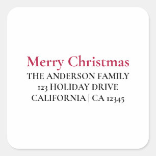 Personalized Merry Christmas Return Address Sticke Square Sticker