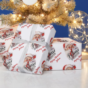 Personalized Merry Christmas Santa Claus Holiday Wrapping Paper