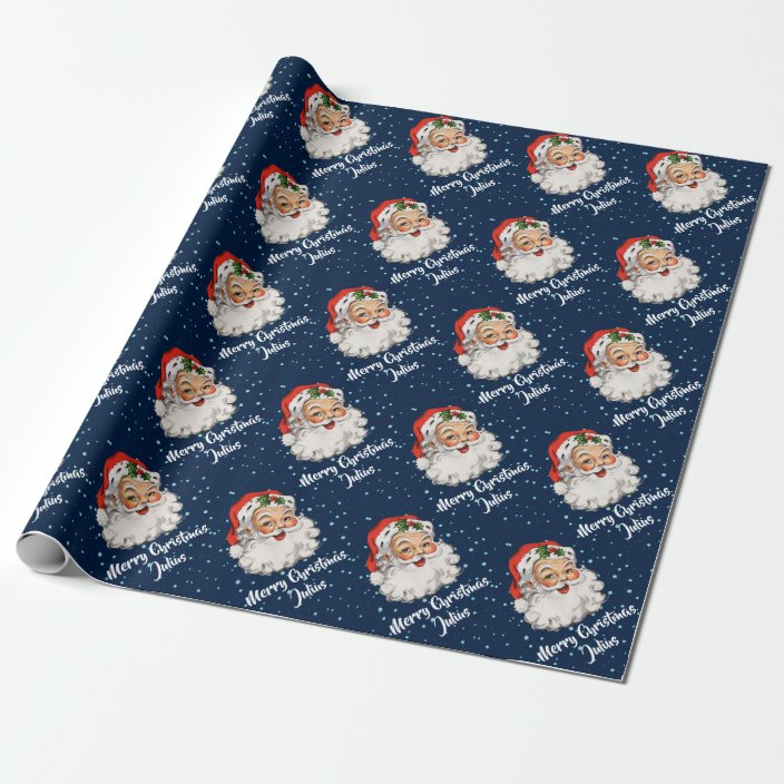 Personalized Merry Christmas Santa Claus Holiday Wrapping Paper Zazzleca