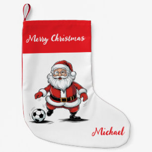 Personalized Merry Christmas Santa Claus Soccer    Small Christmas Stocking