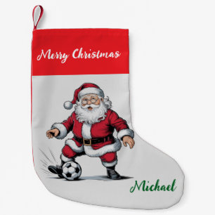 Personalized Merry Christmas Santa Claus Soccer    Small Christmas Stocking