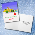 Personalized Merry Christmas Santa in Bulldozer Card<br><div class="desc">This adorable Christmas card features Santa in a bulldozer,  with add your child's name to make it extra special.  It's sure to bring a smile and add some festive fun to his Christmas celebrations!</div>