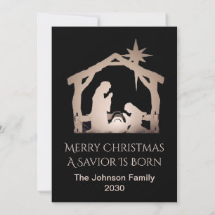 Personalized Merry Christmas Saviour Born Nativity Holiday Card