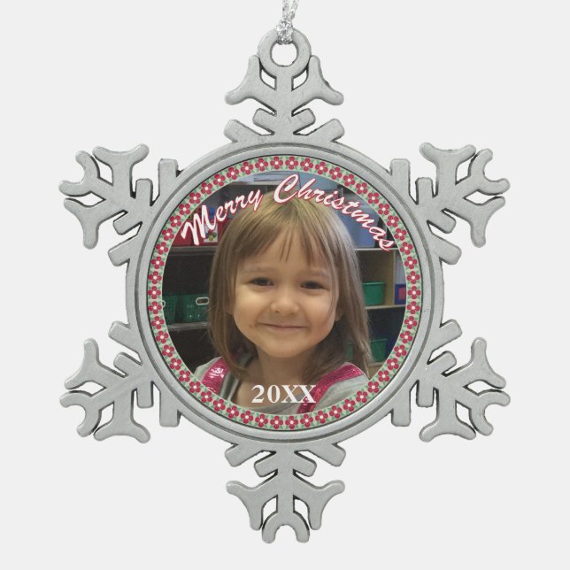 Personalized Merry Christmas Snowflake Ornament (Front)