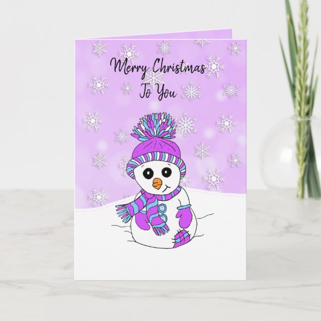 Personalized Merry Christmas  Snowman Card (Front)