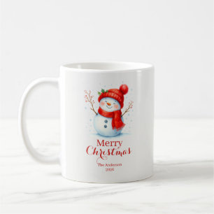 Personalized Merry Christmas Snowman Custom Year Coffee Mug