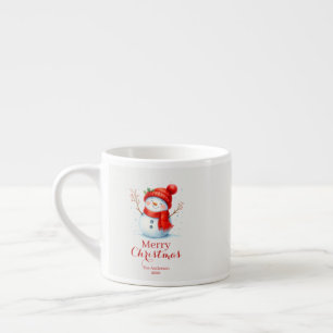 Personalized Merry Christmas Snowman Custom Year Espresso Cup