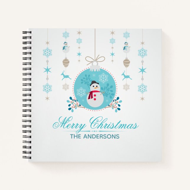 Personalized Merry Christmas Snowman Guestbook Notebook (Front)