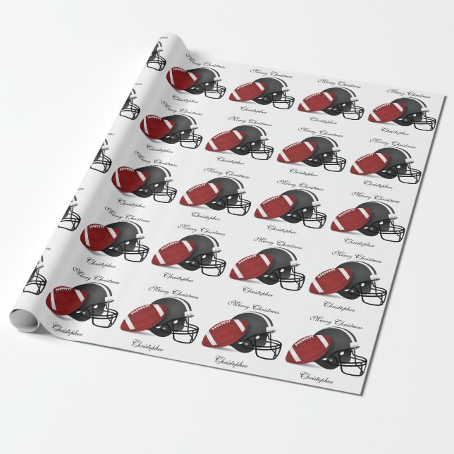 Personalized Merry Christmas Sports Wrapping Paper (Unrolled)