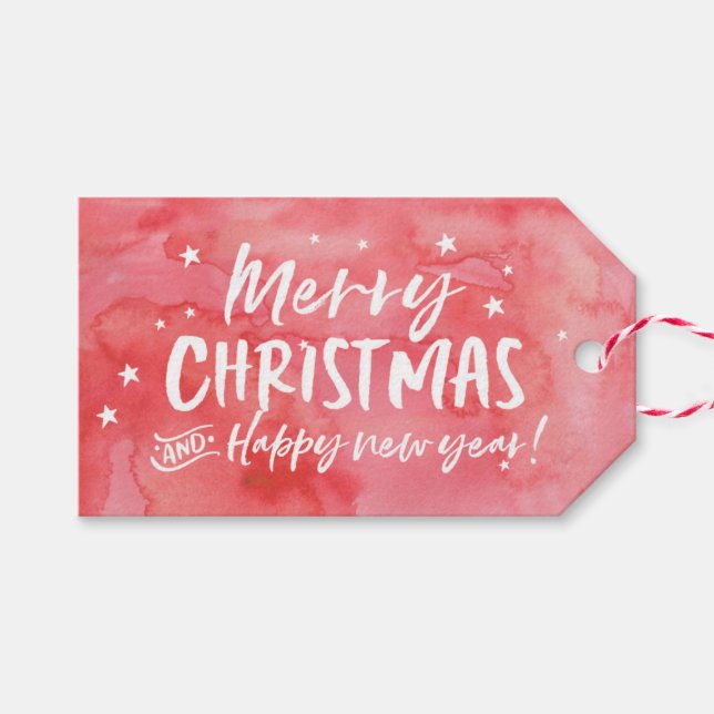 Personalized Merry Christmas starry gift tags (Front (Horizontal))