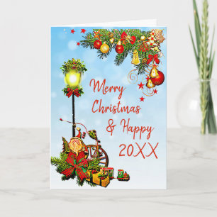 Personalized Merry Christmas Street Light Card