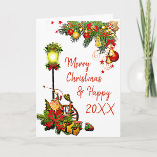 Personalized Merry Christmas Street Light Card