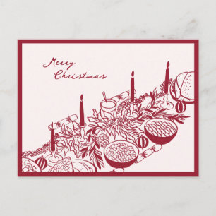 Personalized Merry Christmas Table Minimal Design Holiday Postcard
