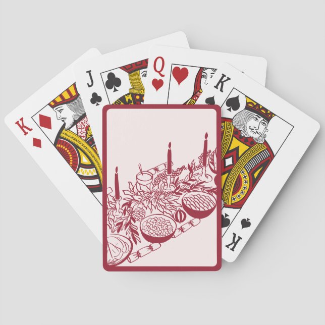 Personalized Merry Christmas Table Minimal Design  Playing Cards (Back)