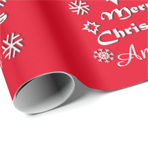 Personalized Merry Christmas Theme with Name Wrapping Paper