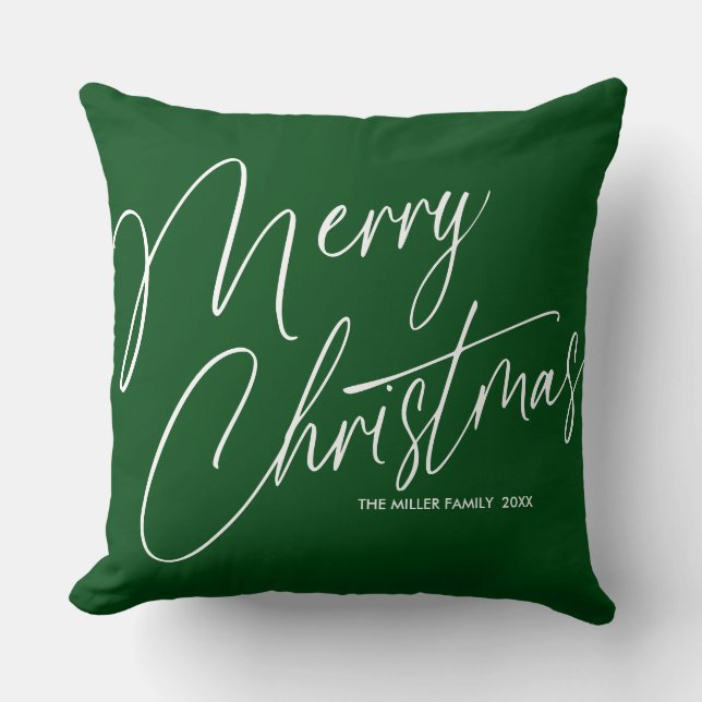 Personalized Merry Christmas Throw Pillow (Front)