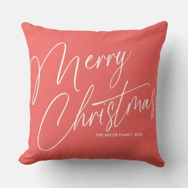 Personalized Merry Christmas Throw Pillow (Front)