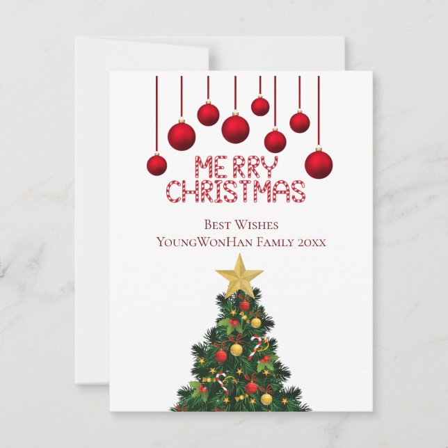 Personalized Merry Christmas Tree Card (Front)