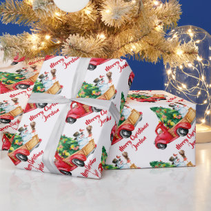 Personalized Merry Christmas Tree Farm Truck Wrapping Paper