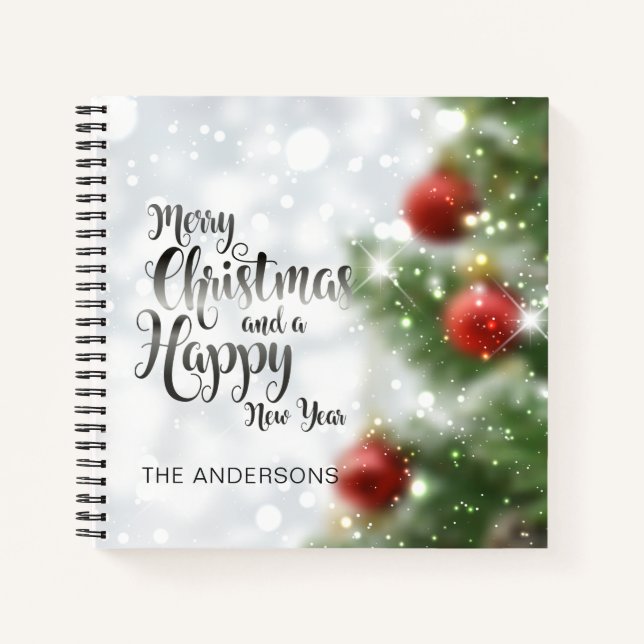 Personalized Merry Christmas Tree | Guestbook Notebook (Front)