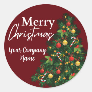 Personalized Merry Christmas Tree Holiday Classic Round Sticker