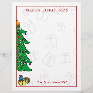 Personalized Merry Christmas Tree Letterhead