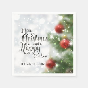 Personalized Merry Christmas Tree   Napkin
