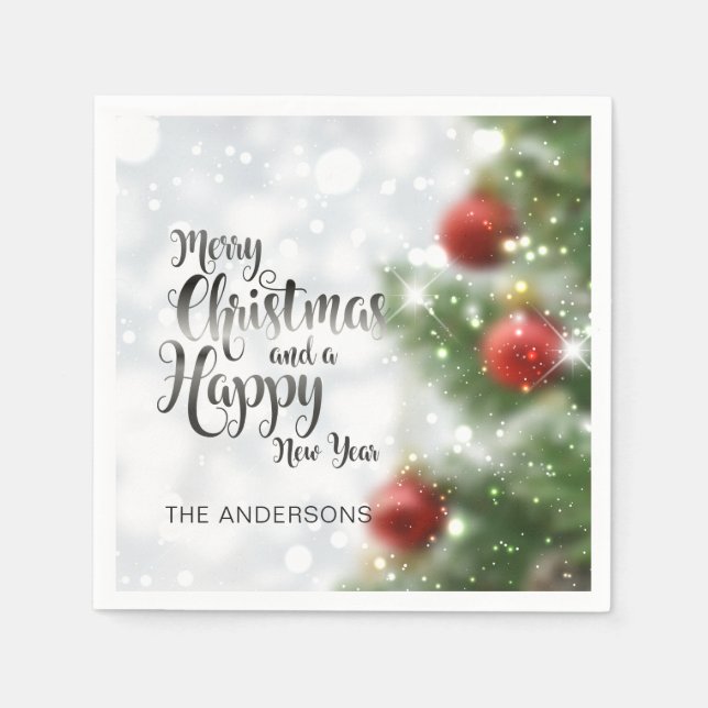 Personalized Merry Christmas Tree | Napkin (Front)