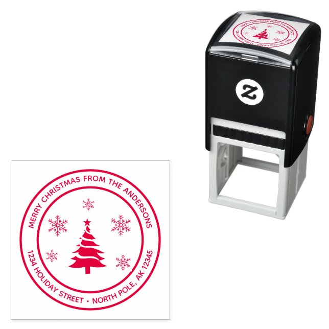 Personalized Merry Christmas Tree Self-Inking Stam Stamp (In Situ)