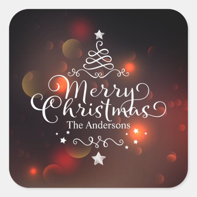 Personalized Merry Christmas Tree Sticker Seal (Front)