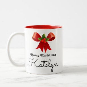 Personalized Merry Christmas Two-Tone Coffee Mug