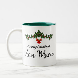 Personalized Merry Christmas Two-Tone Coffee Mug